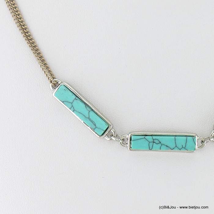 collier 3 pierres effet marbré 0117225 bleu turquoise collier 3 pierres effet marbré 0117225 bleu turquoise
