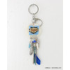 porte-clés bijou-de-sac gypsy plume véritable tassel métallique 0817012 bleu