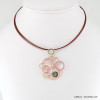 collier vintage anneaux émail cables 0117511 rose