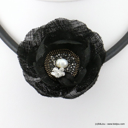 collier fleur tissu silicone gomme caoutchouc 0117568 noir