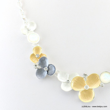 collier court fleurs époxy couleur pastel 0118038 gris clair