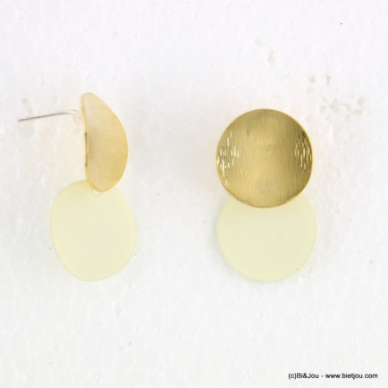 boucles d'oreilles femme pièces métal couleur mate 0318100 blanc