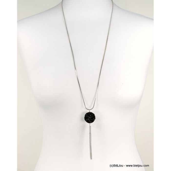 sautoir pendentif rond strass tassel fines chaînes 0118612 sautoir pendentif rond strass tassel fines chaînes 0118612