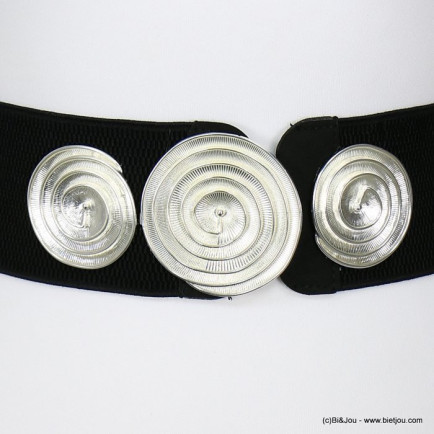 ceinture large élastique femme boucle escargot spirale stylisée métal 0618521 argenté