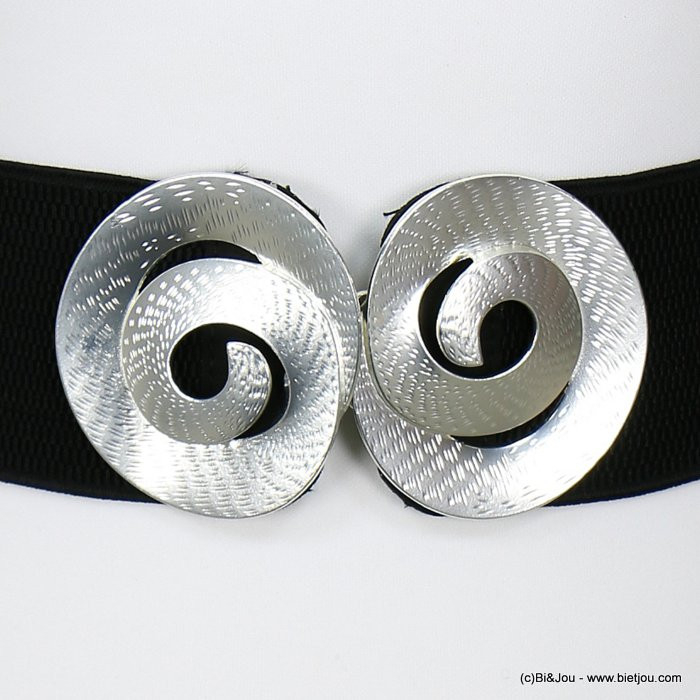 ceinture large élastique femme boucle spirale escargot stylisé métal 0618522 argenté