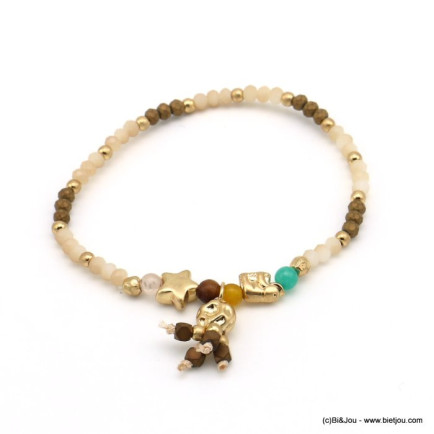 bracelet élastique cristal mat étoile éléphant métal 0219010