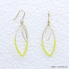 boucles d'oreilles double anneaux ovales métal perles rocaille colorées minimaliste 0319167