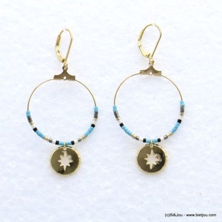 boucles d'oreilles étoile polaire métal perles de rocaille 0319163