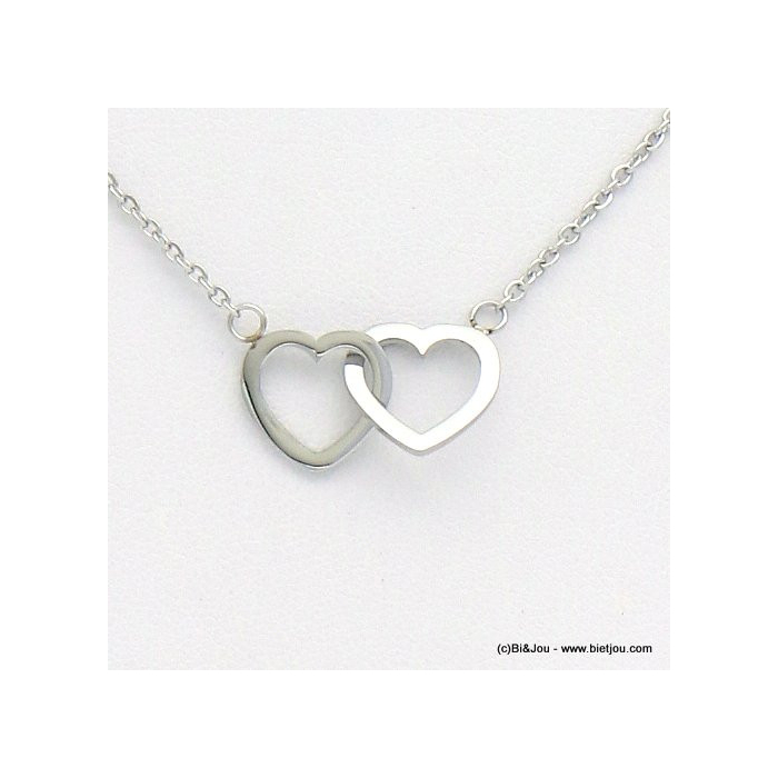 collier coeur entrelacé acier inoxydable 0119257 argenté