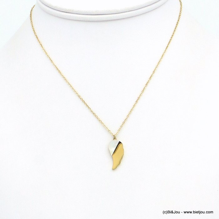 collier pendentif aile d'ange nacre acier inoxydable 0119161 collier pendentif aile d'ange nacre acier inoxydable 0119161