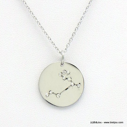 collier signe astrologique zodiaque constellation lion 0119240 argenté