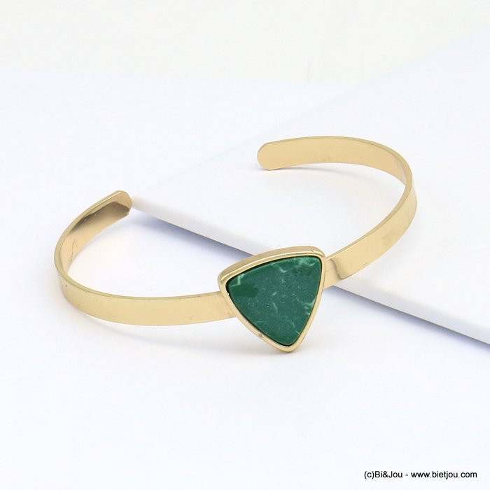 bracelet jonc ouvert métal doré pierre effet marbré triangle arrondi 0219100