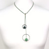 collier forme Y pendentif anneaux métal boules cristal 0119514