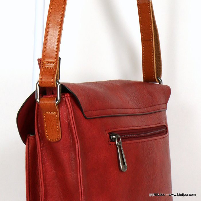 besace Flora&Co rabat simili-cuir souple bandoulière réglable 0919508 rouge besace Flora&Co rabat simili-cuir souple bandoulière réglable 0919508 rouge