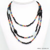 collier gypsy multi-niveaux pierre naturelle ovale cristal billes acrylique 0119622