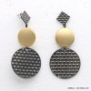boucles d'oreilles XXL oversize métal anthracite rond résine métallisée 0319603