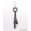 bijou de sac porte-clefs plume feuille métal pompon fil 0819515