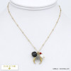 collier demi-lune acier inoxydable pierre naturelle perle eau douce pompon fil 0120014