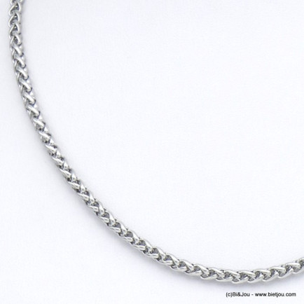 collier acier inoxydable chaîne maille palmier 0120052 argenté