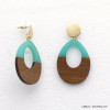 boucles d'oreilles plage goutte bois résine colorée métal doré vieilli femme 0320060