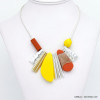 collier plastron vintage géométrique résine colorée métal femme 0120084
