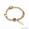bracelet élastique plume métal pierre naturelle perle eau douce nacre cristal mat femme 0220091