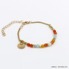 bracelet plage billes pierre cristal coloré perle eau douce pampille métal femme 0220133