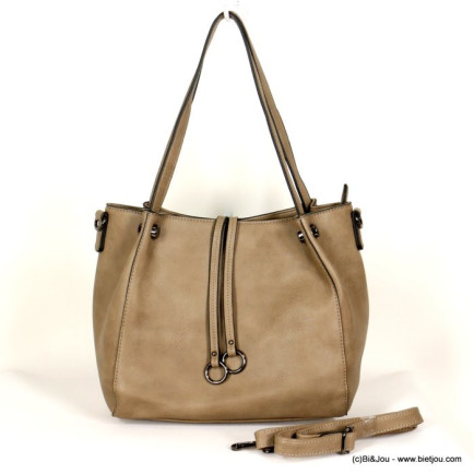 sac porté épaule Flora&Co simili-cuir façon pleine fleur souple 0919512 taupe
