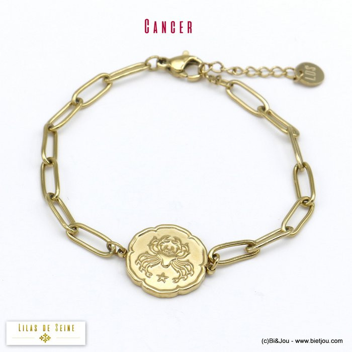 bracelet signe astro CANCER zodiaque constellation acier inoxydable 0220024