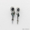 boucles d'oreilles clip hippie chic rondes métal avec fil coton et pampilles cristal nacre femme 0319511