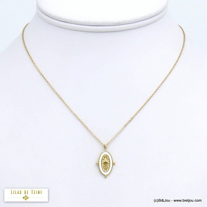 collier pendentif soleil émail acier inoxydable femme 0120526