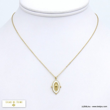collier pendentif soleil émail acier inoxydable femme 0120526