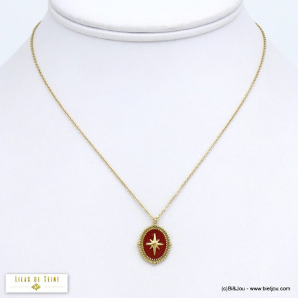 collier pendentif étoile polaire émail acier inoxydable femme 0120527