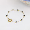 bracelet perles rondelles Heishi pierre naturelle acier inoxydable femme 0221027 noir