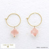 boucles d'oreille créole trèfle pierre acier inoxydable femme 0321045 rose clair