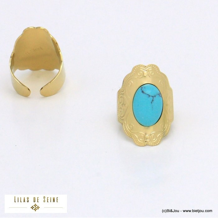 bague allongée cabochon pierre acier inoxydable femme 0421029 bague allongée cabochon pierre acier inoxydable femme 0421029