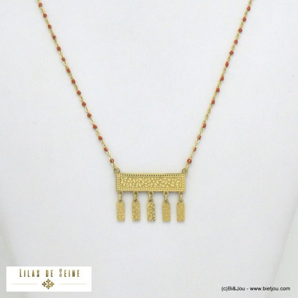 collier pendentif géométrique ésotérique acier inoxydable femme 0121506 cognac