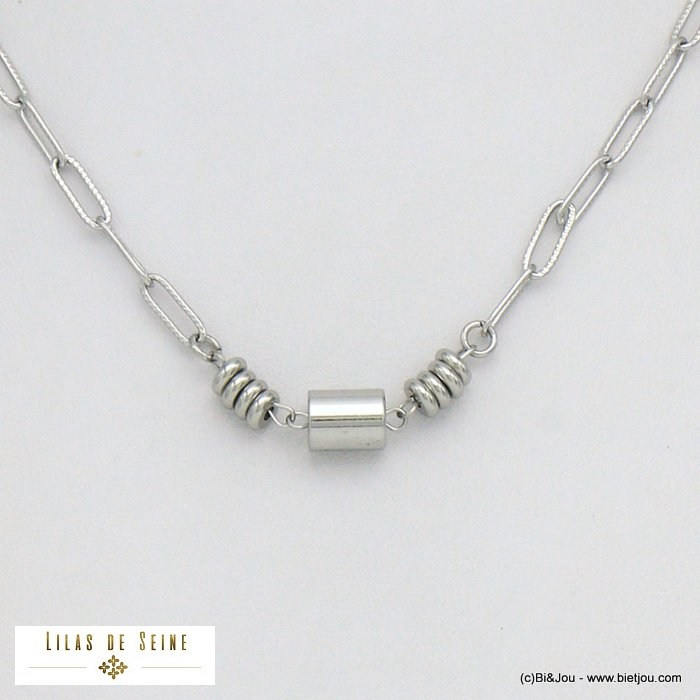 collier contemporain acier inoxydable femme 0121508 argenté