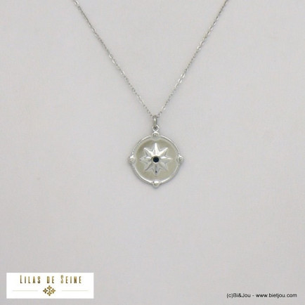 collier rococo pendentif étoile acier inoxydable femme 0121510 bleu foncé