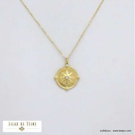 collier rococo pendentif étoile acier inoxydable femme 0121510 blanc
