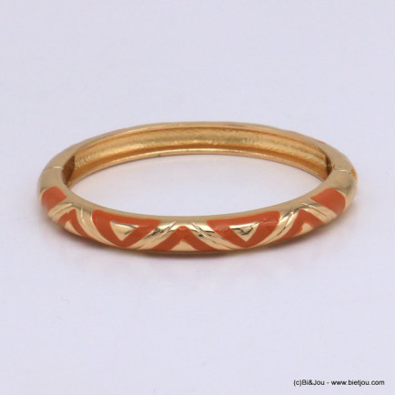 Bracelet jonc ouvrable motifs triangles émail métal femme 0221582 orange