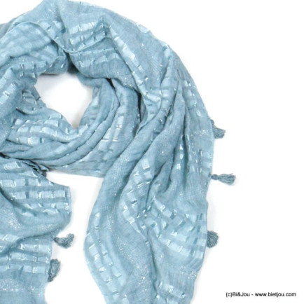 foulard pompons fil viscose femme 0721505 bleu