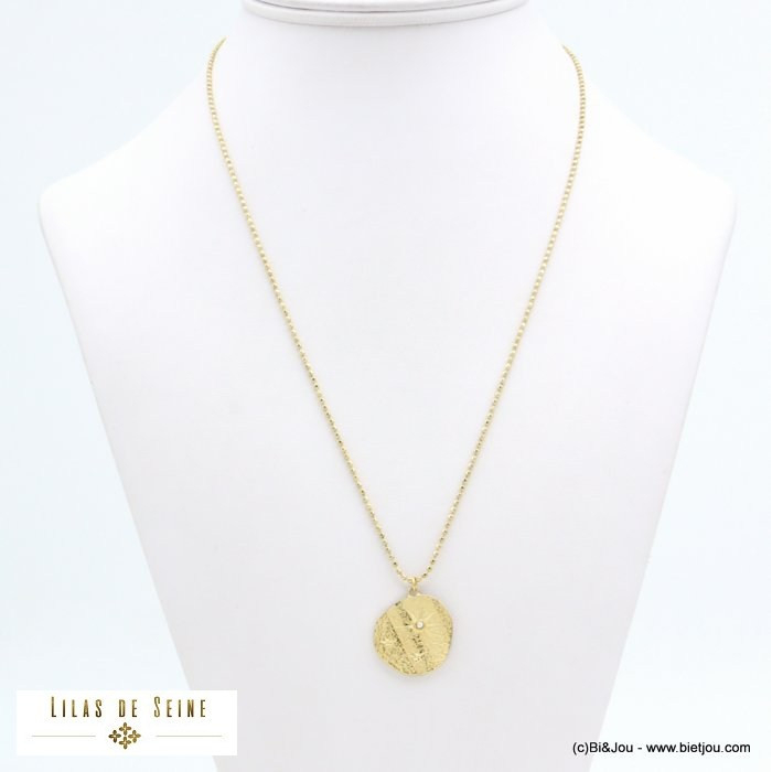 collier pendentif étoile chaîne à billes acier inoxydable femme 0121563