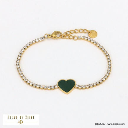 bracelet strass coeur émail acier inoxydable femme 0221552