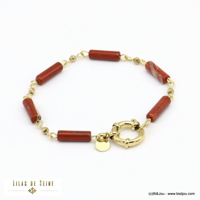bracelet tubes pierre acier inoxydable femme 0221565