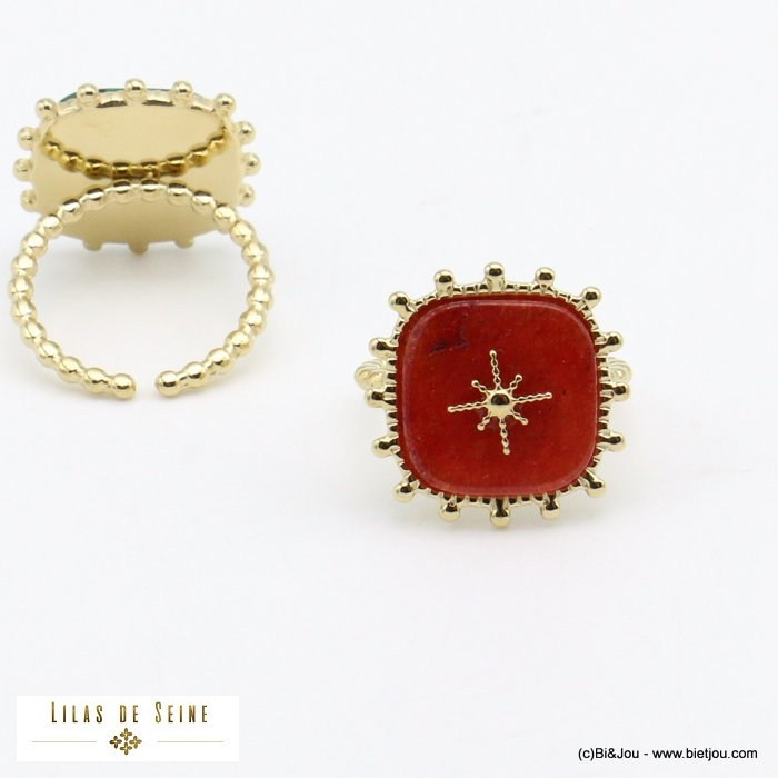 bague cabochon pierre étoile acier inoxydable femme 0421546