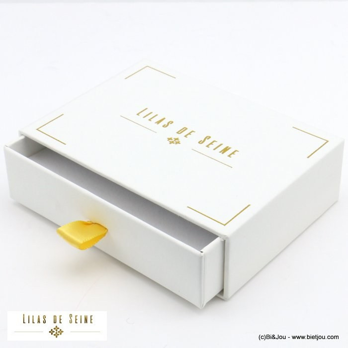 boîte cadeau bijoux tiroir blanc doré Lilas de Seine 0621506 écru