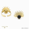 bague demi soleil cabochon pierre acier inoxydable femme 0421548