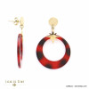 boucles d'oreilles anneau acétate écaille de tortue demi soleil acier inoxydable femme 0321549 rouge bordeaux