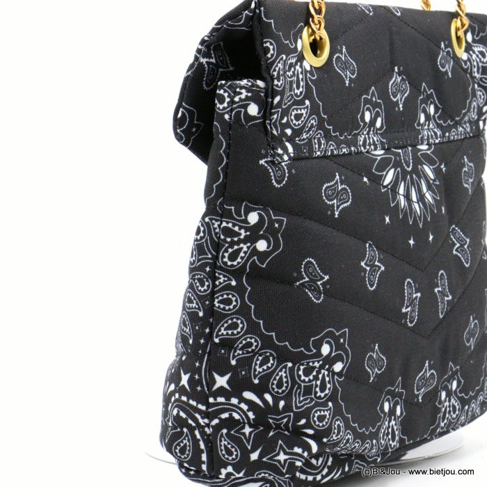 sac matelassé à bandoulière chaîne métal polyester fermoir abeille femme 0922004 noir